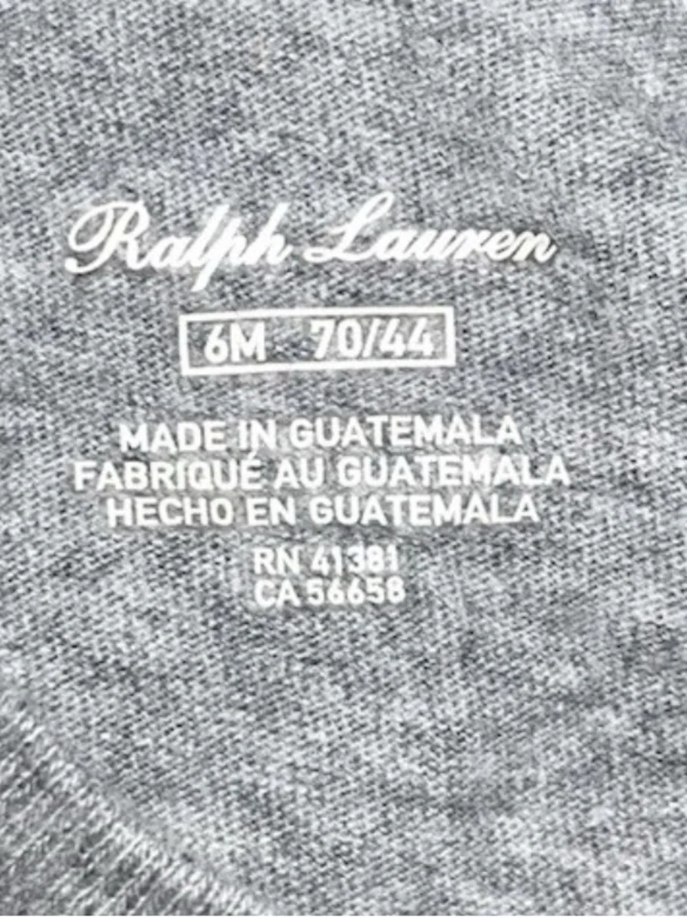 Ralph Lauren Boys Size 6 Months Gray Short Sleeve Tshirt